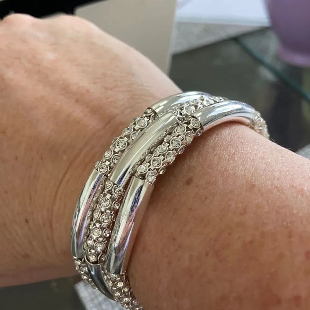 Napier NWOT 3 lawyered Silver color & Rhinestone stones